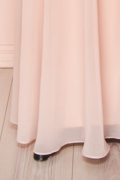 Viviette Blush Embroidered Gown | Robe Longue | Boutique 1861  bottom close-up