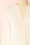 Vizela Beige Long Sleeve Button-Up Cardigan | Boutique 1861 front close-up