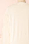 Vizela Beige Long Sleeve Button-Up Cardigan | Boutique 1861 back close-up