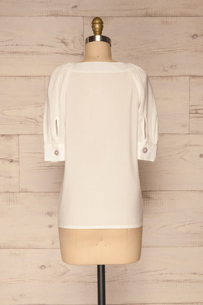 Vouzela White T-Shirt w/ Puffy Sleeves | La petite garçonne back view