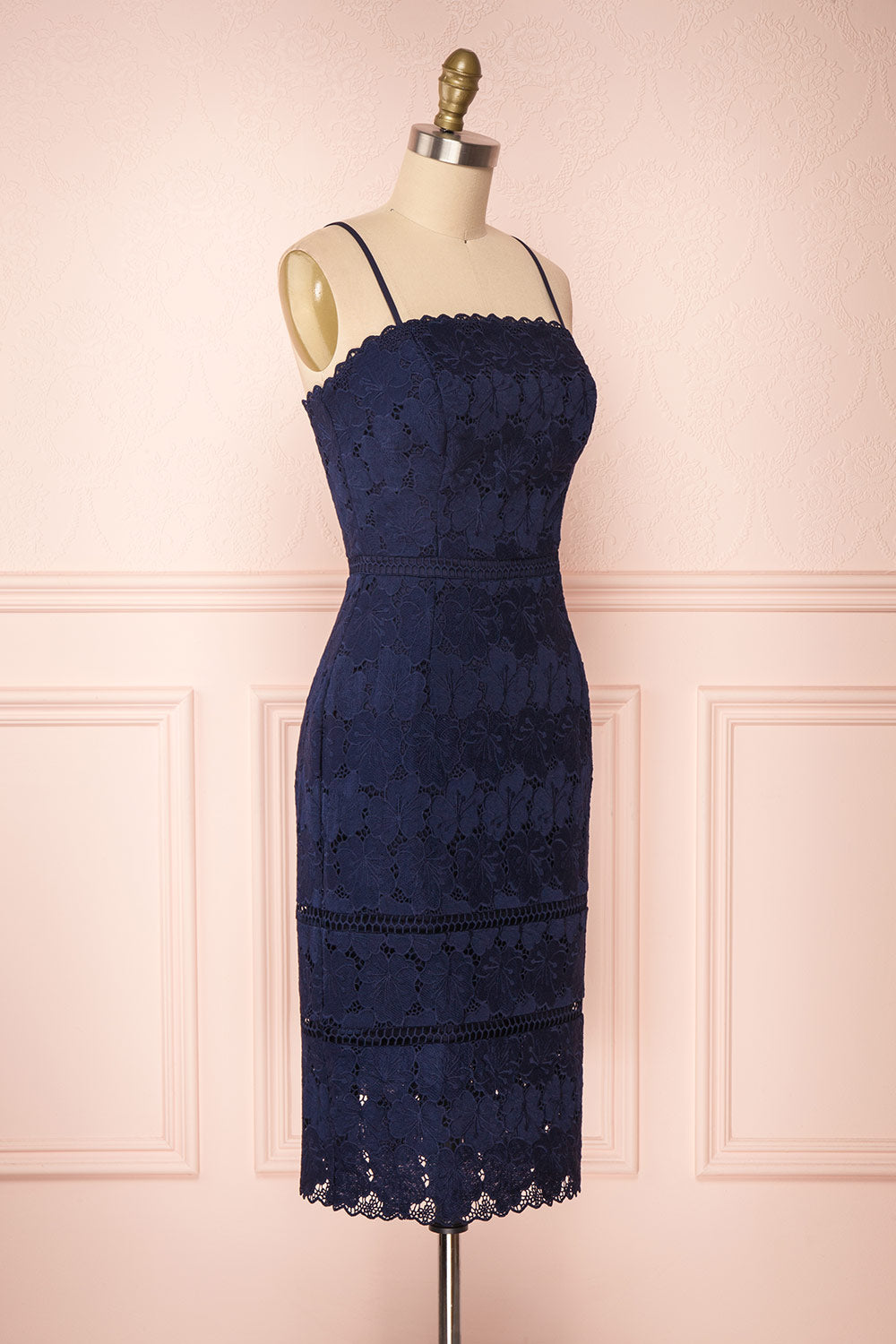 Wakanda Navy Lace Cocktail Dress | Robe en Dentelle side view | Boutique 1861