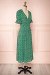 Wakkanai Green & White Floral Midi Wrap Dress | Boutique 1861 side view