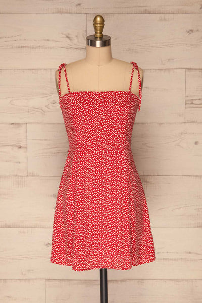 Wanda Red & White Short A-Line Dress | La petite garçonne front view