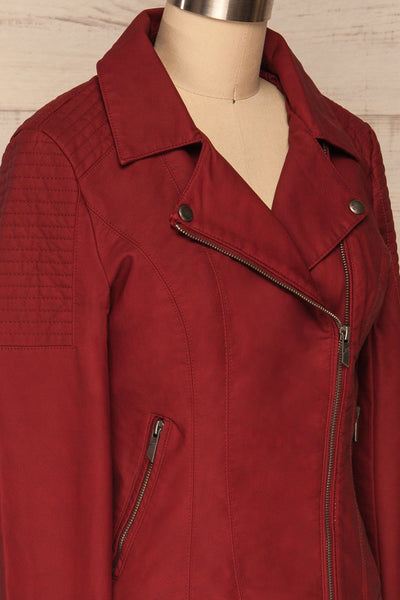 Washington Red Faux Leather Motorcycle Jacket | La Petite Garçonne 6