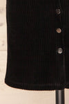 Watford Black Corduroy Button-Up Dress | BOTTOM  CLOSE UP | La Petite Garçonne