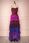 Widad Colourful Chiffon & Lace Bustier Maxi Dress | Boutique 1861