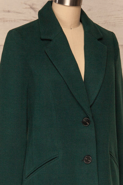 Wiesbaden Green Felt Coat | La Petite Garçonne side close-up