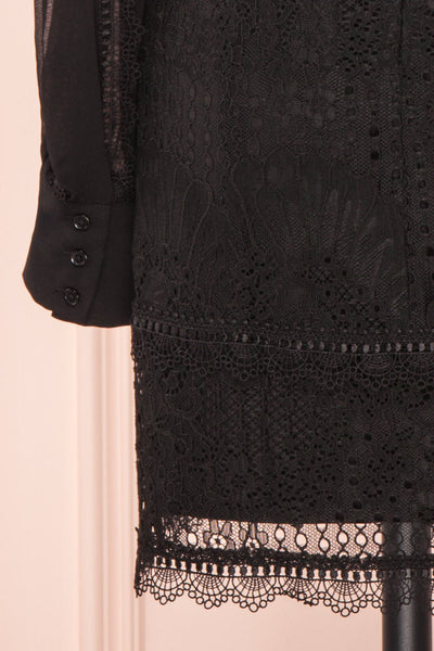 Winifred Black Lace Dress | Robe Cocktail sleeve close up| Boutique 1861