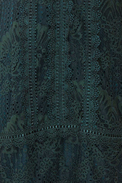 Winifred Emerald Lace Dress | Robe Cocktail fabric close up | Boutique 1861