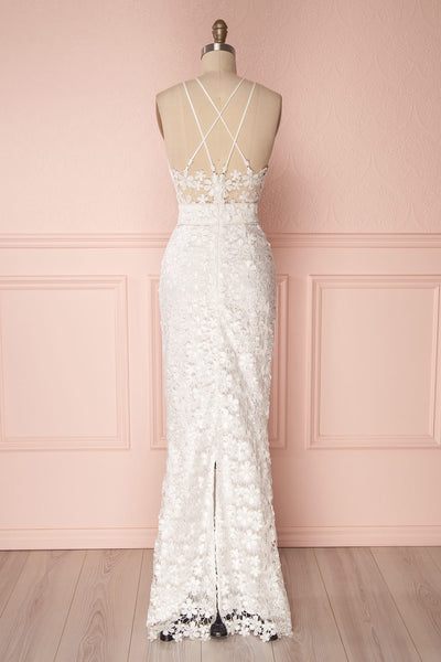 Winnie Fitted White Lace Bridal Gown with Slit | Boudoir 1861