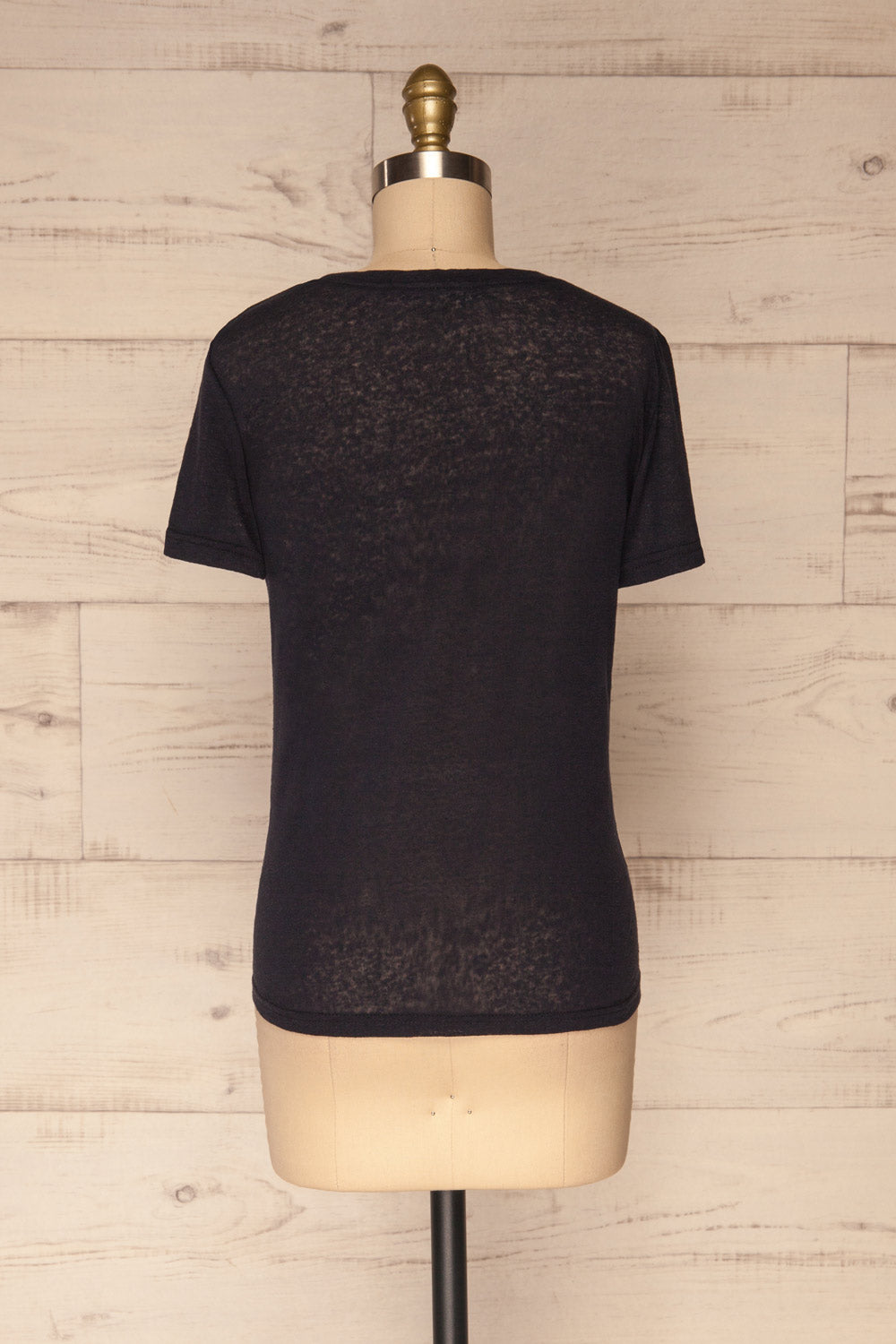 Winona Navy Blue V-Neck T-Shirt | La petite garçonne back view