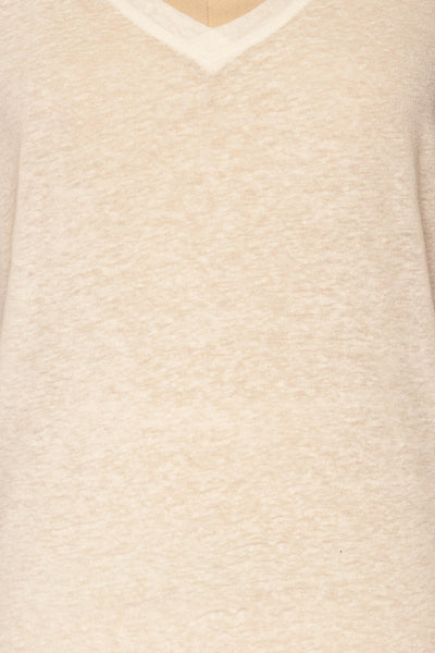 Winona White V-Neck T-Shirt | La petite garçonne fabric