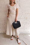 Pelczyce Sand Flared Midi Skirt w/ Belt | La petite garçonne model look 1