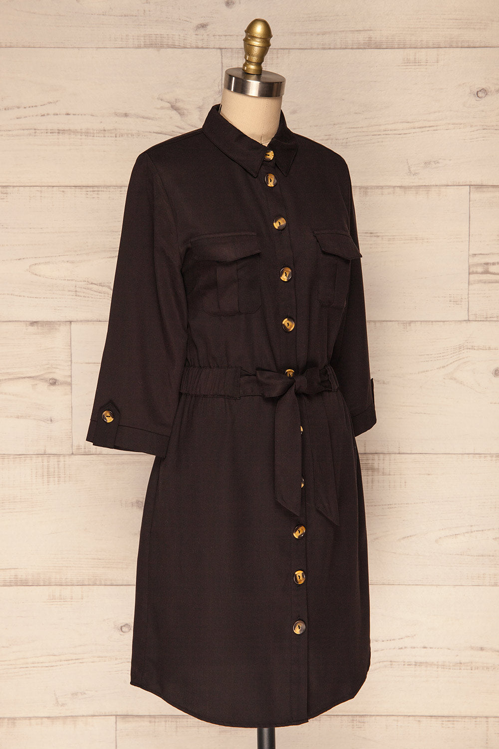 Wolverton Coal Black A-Line Shirt Dress | La Petite Garçonne