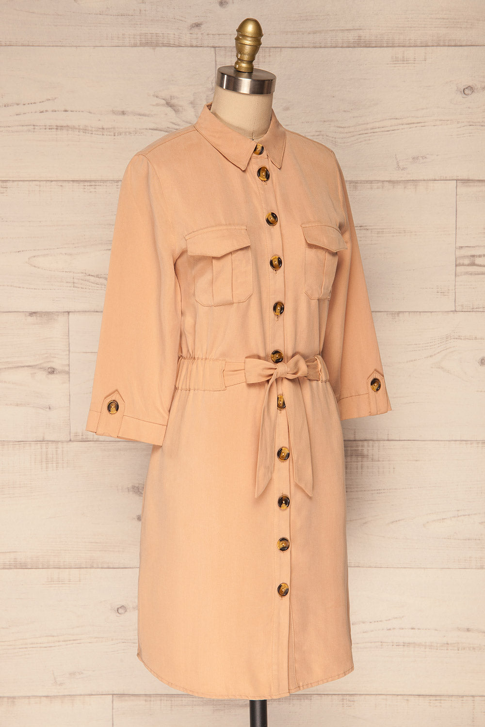 Wolverton Sand Beige A-Line Shirt Dress | La Petite Garçonne