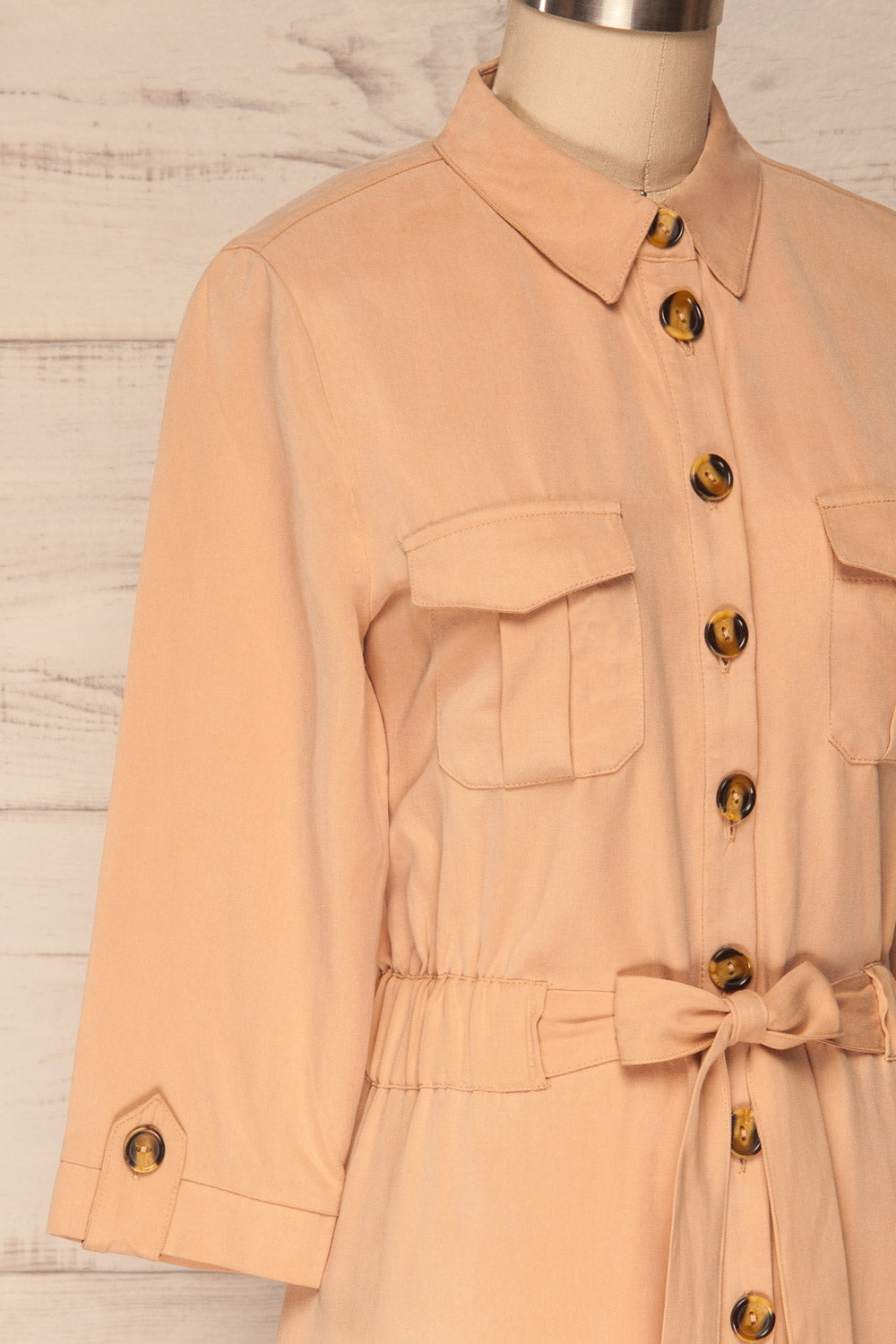 Wolverton Sand Beige A-Line Shirt Dress | La Petite Garçonne