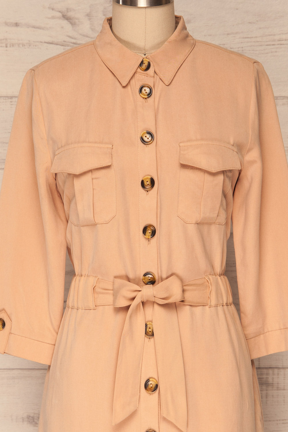 Wolverton Sand Beige A-Line Shirt Dress | La Petite Garçonne