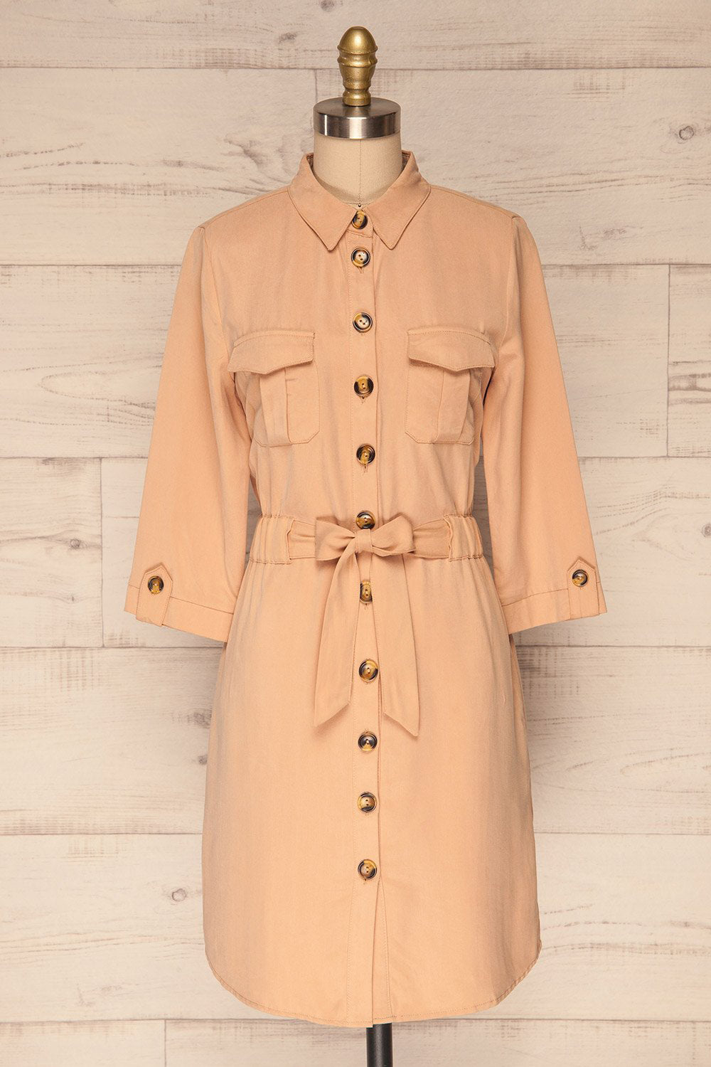 Wolverton Sand Beige A-Line Shirt Dress | La Petite Garçonne