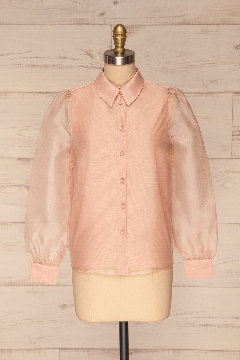 Xandra Rose Pink Tulle Shirt w/ Bow front view | La petite garçonne