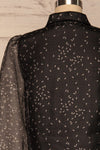 Xandra Print Black Tulle Shirt w/ Bow back close up | La petite garçonne