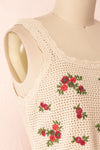 Yanagawa Beige Floral Crocheted Crop Camisole | Boutique 1861 side close-up
