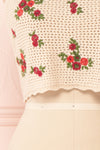 Yanagawa Beige Floral Crocheted Crop Camisole | Boutique 1861 bottom close-up