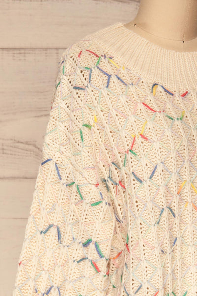 Yaryna Beige Loose Knit Sweater | La Petite Garçonne side close-up