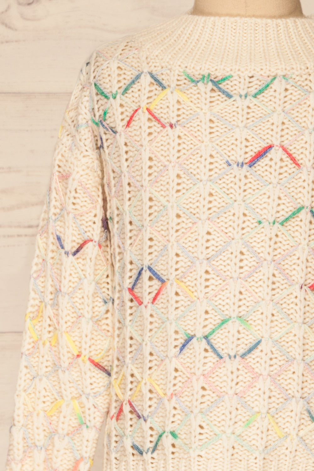 Yaryna Mini Kids Beige Knit Sweater | La Petite Garçonne front close-up