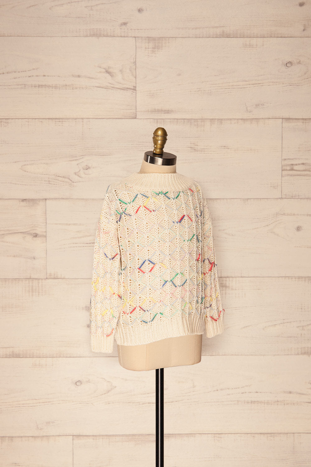 Yaryna Mini Kids Beige Knit Sweater | La Petite Garçonne side view 