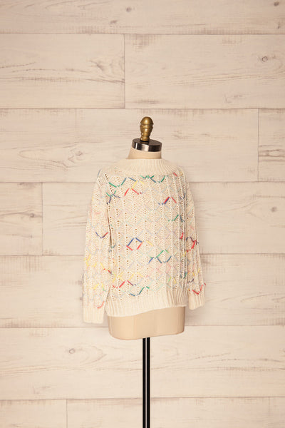 Yaryna Mini Kids Beige Knit Sweater | La Petite Garçonne side view