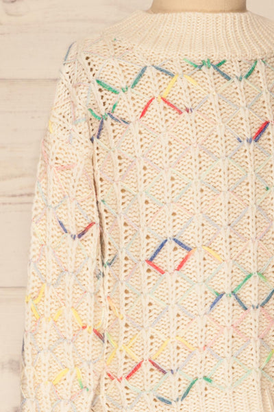 Yaryna Mini Kids Beige Knit Sweater | La Petite Garçonne side close-up