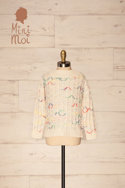 Yaryna Mini Kids Beige Knit Sweater | La Petite Garçonne front view