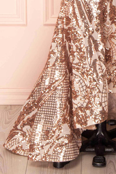 Yellena Rose Gold Off Shoulder Gown with Sequins | Boutique 1861
