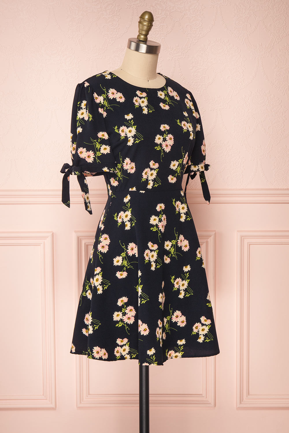 Yevtsye Navy Blue Floral A-Line Cocktail Dress | Boutique 1861 side view 