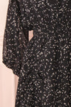 Yneth Black Patterned Midi Dress | Boutique 1861 sleeve