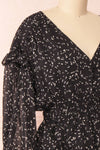 Yneth Black Patterned Midi Dress | Boutique 1861 side close-up