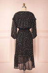Yneth Black Patterned Midi Dress | Boutique 1861 back view