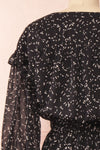 Yneth Black Patterned Midi Dress | Boutique 1861 back close-up