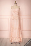 Yolina Sunrise Pink Embroidered Mesh Mermaid Gown | Boutique 1861