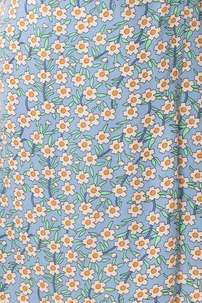 Yomari Light Blue Floral Wrap Dress | Boutique 1861 fabric
