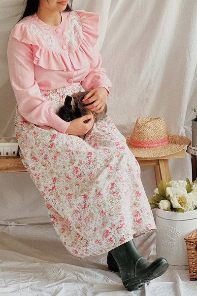 Miranjo Floral Openwork Midi Skirt | Boutique 1861 on model