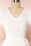 Yousra Blanc White Openwork Midi Dress front close up | Boutique 1861