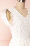 Yousra Blanc White Openwork Midi Dress side close up | Boutique 1861