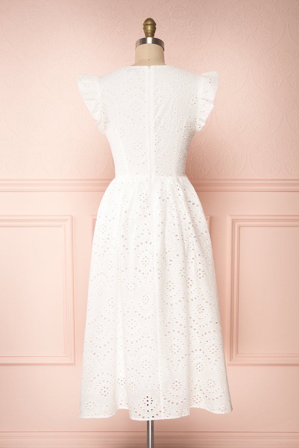 Yousra Blanc White Openwork Midi Dress back view | Boutique 1861