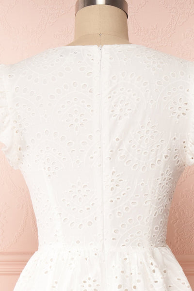 Yousra Blanc White Openwork Midi Dress back close up | Boutique 1861