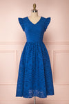 Yousra Bleu Blue Openwork Midi Dress | Boutique 1861
