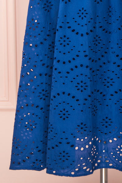 Yousra Bleu Blue Openwork Midi Dress skirt | Boutique 1861