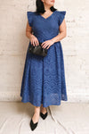 Yousra Bleu Blue Openwork Midi Dress | Boutique 1861 model look