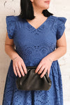 Yousra Bleu Blue Openwork Midi Dress | Boutique 1861 on model