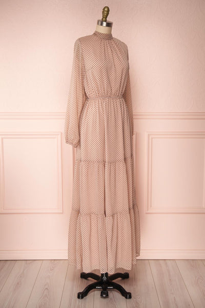 Yseult Light Pink Long Sleeved Maxi Dress | La petite garçonne side view